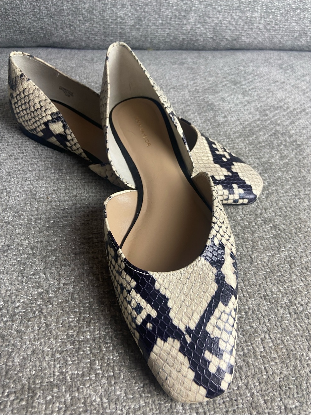 Ann Taylor Snake-Print D'Orsay Flats in Cream and Black size 7.5 M